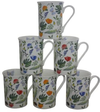 The Cup Fine Bone China Set of 6 'Butterfly Garden' Mugs