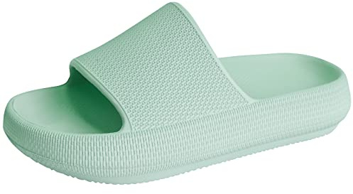 WYSBAOSHU Kid's Cloud Slides Girls Boys Pillow Slippers Comfort Non-Slip Thick Sole Slippers Summer Beach Shoes Green 3 Big Kid