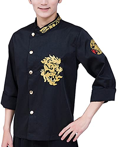 AUGUSE Unisex Kochjacke Damen Herren Männer Frauen Lange Ärmel Atmungsaktiv Schnelltrocknend Küche Uniform Sushi Arbeitskleidung Mantel Feuchtigkeitstransport Gittergew