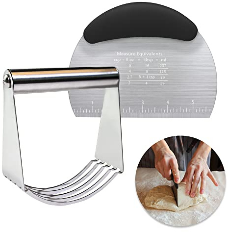 Pastry Cutter Dough Scraper Dough Cutter Scraper Tool Kitchen Pastry Blender,Stainless Steel Pastry Cutters Heavy Duty Dough Cutter for Kitchen Baking Tools,Comfortable and Dishwasher Safe (Black)