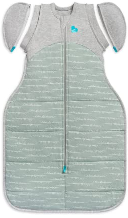 Love To Dream Übergang Pucksack, Baby Schlafsack, XL (11-14kg), integrierte Steppdecke für kühle Temperaturen (16-20°C), patentiertes abnehmbares Flügel Design, Oliv, Von Hebammen empfohlen