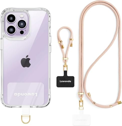 Lawonda 2 Stück Universal Handykette Geeignet für alle Smartphones, Kette zum Umhängen, Einstellbar Schlüsselband, Handyband mit jeder Hülle Kombinierbar für iPhone/für Samsung/Huawei Rosa