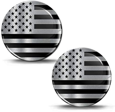 Biomar Labs 2 x Aufkleber 3D Gel Silikon Stickers Autoaufkleber Emblem Tuning für Auto Motorrad Helm Fahrrad (Silber Schwarz USA Flagge KS 217)