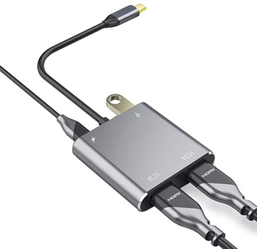 Adaptador USB C a HDMI Dual, 4 en 1 USB Tipo C a Doble Monitor HDMI MST Hub 4K a 60Hz con USB 2.0 + PD para MacBook Pro/Air 2020-2016, Chromebook Pixel, Surface Book