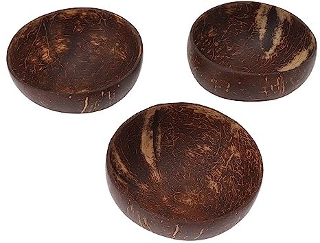 Lot de 3 Bols en Noix de Coco, Bols en Coquille de Noix de Coco Polis à la Main Réutilisables Anti-fuites, Bols à Smoothie Faits à la Main en Coquille de Noix de Coco, Bols à Salade pour Décor de Cuis