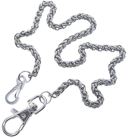 watchvshop Pocket Watch Chains Albert Chain Silver Color Spiga Wheat Chain with Swivel Lobster Clasp FC79