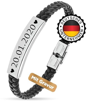 Personalisiertes Lederarmband Herren mit Namen – Perfektes Vatertagsgeschenk, Ostergeschenk! Armband mit Gravur, Männerarmband, Geschenk für Papa, Geschenk für Ihn | Jahrestag, Geburtstag