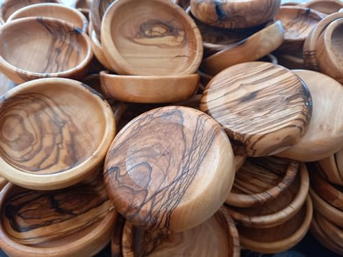 Tubibu DEFORMED Lot de 100 mini bols en bois d'olivier faits à la main en vrac