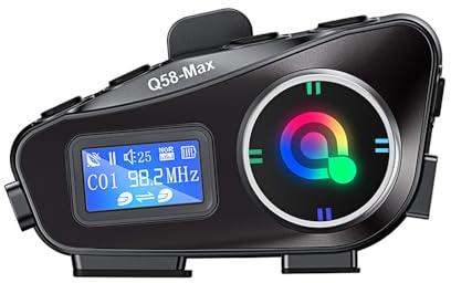 OBEST Intercomunicador Casco Moto 500M, Auriculares Bluetooth Moto, Compatibilidad con Audio FM/Tarjeta TF/Siri, Compartir Música, IP65 Intercom Sistema Comunicación con Luz Atmosférica, 1000mAh