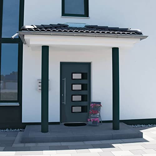 Gecheer Puerta entrada antracita 110 x 210 cm de aluminio y PVC-PLT2729