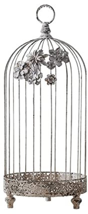 CCKUHN Kandelaber im Vintage-Stil, Alter Kerzenständer aus Eisen, ausgehöhlt, romantisch geschnitzt, Kerzenhalter, Vogelkäfig-Dekoration, Dekoration, Kerzenhalter (Farbe: Grau) (Grau)
