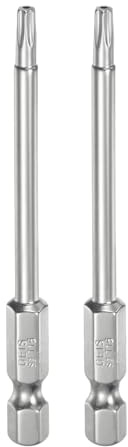 QUARKZMAN 2 Pcs T15 Bit de Seguridad Torx 1 4 Vástago Hexagonal 3 Largo | Magnético Resistentes a Manipulaciones Puntas Estrella Destornillador Torx con Agujero de Conductor, Acero S2