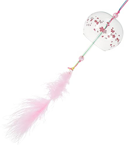 TINEASUR Carillón de Viento Japonés de Vidrio Flor de Cerezo, Sonido Claro y Suave, Fácil de Colgar, Adecuado para Jardín y Ventana