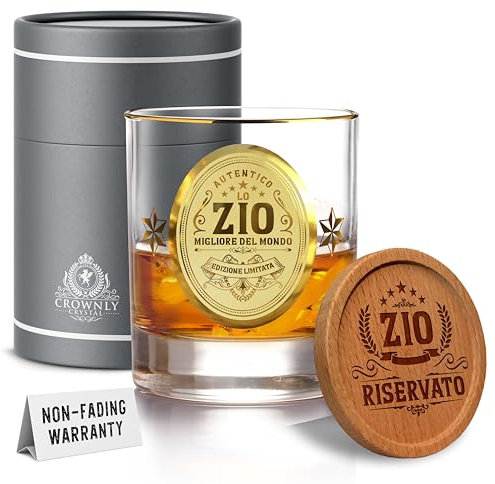 CROWNLY CRYSTAL® Regalo Zio Bicchieri Whisky Regalo Compleanno Uomo Regali Per Lui Originali Idee Regalo Per Lo Zio