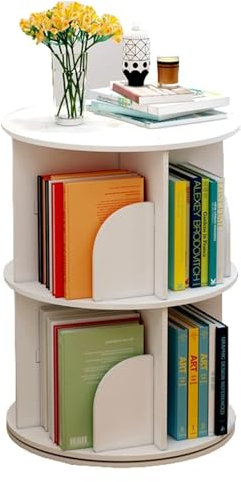 HEIDOUOZ Drehbares Bücherregal, Drehregal Holzregal, Bücherregal, drehbares Boden-Bücherregal, einfaches vertikales Aufbewahrungs-Bücherregal, mehrschichtiges Aufbewahrungsregal for Bücher(46x66cm)