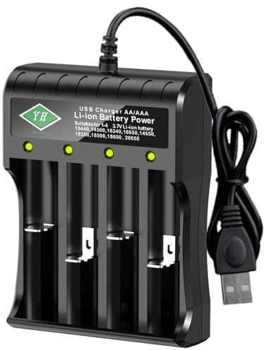 AA AAA 18650 Akku ladegerät, 4 Slot Smart Universal Ladegerät USB Schnellladung für 18500/18350/14650/16650/16340/14500/10440 (nur Ladegerät)
