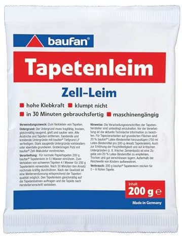 Baufan Tapetenleim 200 g Zell-Leim Tapetenkleister Tapetenkleber Kleister Tapete Rauhfaser