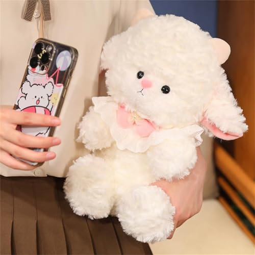 AQCQDQ Sheep Cuddly Toy Stuffed Entzückendes Lamm Plüschtier Schaf, Schaf Plüsch Niedliches Plüschtier Schaf für Wohnzimmer Schlafzimmer Auto Kinderzimmer (25CM,lamm Spielzeug)