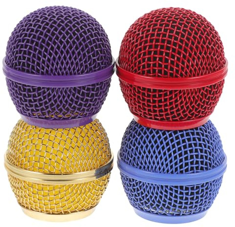 IMIKEYA 4pcs Colored Microphone Grill Head Replacement Mesh Mic Parts in Gold Red Purple and Sky for Enhanced Functionality and Custom Style