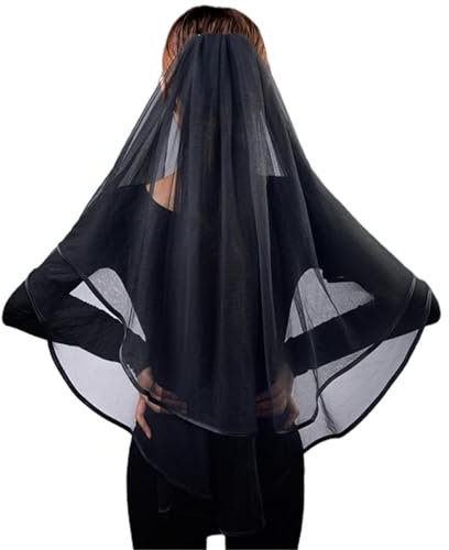 GSCLZ Schwarze Spitze Brautschleier Vintage Hochzeitsschleier for Braut Halloween Party Kopfbedeckung Fee Fotografie Schleier