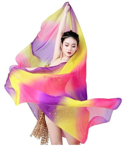 Lpitoy Frauen Bauchtanz Schleier Chiffon Tanzen Hand Schal Allmähliche Farbe Leichte Tanzen Hand Schals