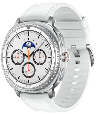 Samsung Galaxy Watch8 Classic 46mm, AI Smart Watch with Cushion Design and Rotating Bezels, with Hybrid Band and Wearable Display, Bluetooth, White, 3 Year Extended Warranty (UK Version)