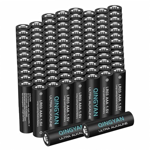 Lot de 100 Piles AAA alcalines Haute Perforemance,1,5 V, durée de Conservation de 10 Ans,Pile AAA jetables performant pour Jouet, Réveil, Lampe de Torche, Clavier Souris et appareils électronique