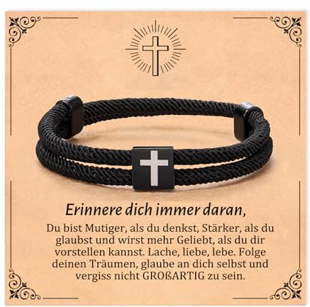 Kreuz Armband für Jungs Mädchen, Jesus Cross Schmuck Geschenke Konfirmation | Christian Motivationsgeschenke Armband Christliche Taufe Geburtstagsgeschenke für Teenager Sohn Enkel Erstkommunion Ostern