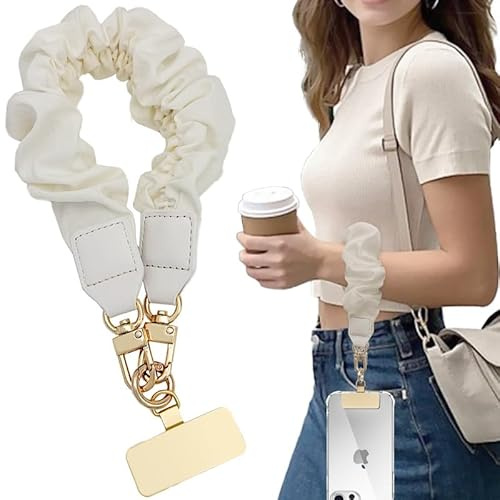 Nalefow Anti Theft Phone Wrist Strap, Elastic Universal Phone Lanyard for Cell Phone, Cute Scrunchie Design Wristband