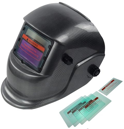 Auto Darkening Welding Helmet Solar Powered Welder Helmet with Lens Professional CE Approved Weld Tig Mig Arc Hi-Tech Grinding Function Protective Gear for Eye Face Protection Mask (Carbon)