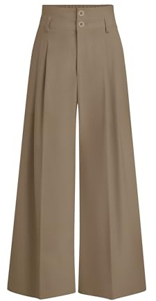 PRETTYGARDEN Womens Spring Wide Leg Palazzo Pants 2026 Trendy Loose Button High Waist Pleated Work Business Casual Trousers (Khaki,Small)