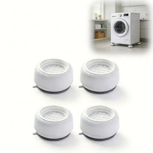 Lot de 4 patins anti-vibrations pour machine à laver, sèche-linge, machine à laver, lave-vaisselle (blanc)