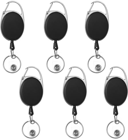 6 Pcs Llaveros Retráctiles, 60 cm Lanyard Tarjeta Cordón Extensible, Porta Tarjetas Colgante, Llavero Extensible Retractil Enrollable