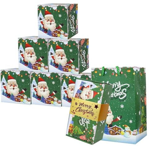 Explosion Box Caja de Dinero navideña emergente de 6 Piezas, con Bolsa Exquisita y patrón de Papá Noel, Navidad DIY para Mujeres, Hombres y niños