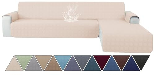 Ystyle Couch Überzug L Form 3 Sitzer wasserdichte, Sofa Cover L Shape Reversibel Universal, Sofabezug Ecksofa L Form Waschbar, Couchbezug L Form Kratzfester Für Katze Hund, Beige