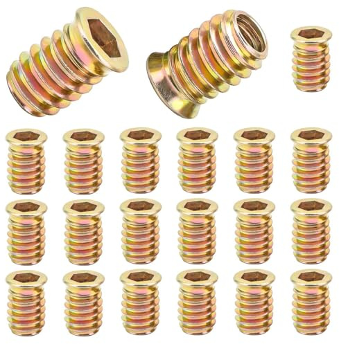 JYNXOR 20 Pcs Insert Fileté Bois M8x13 Mm Écrous à Visser Insert Bois M8 Manchons à Visser M8 Galvanisés Pour Panneaux De Fibres,Contreplaqué Et Meubles En Bois,Inserts Hexagonaux Pour Meubles En Bois