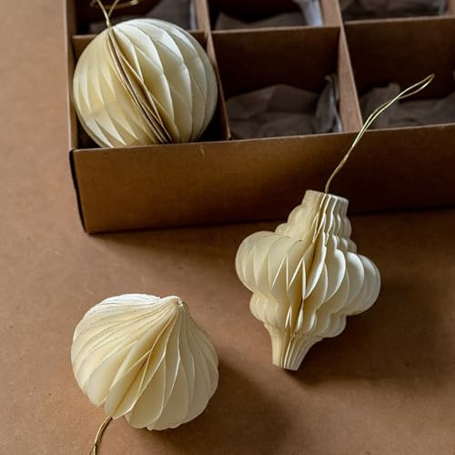Xiyocadt 3 Stück Weihnachtsdeko Papier, Weihnachtsdeko Hängend, Baumschmuck, Papierkugeln Weihnachten für Weihnachtsfeiern, Christbaumschmuck, Silvesterparty, Heimdekoration (Weiß)