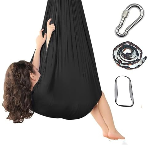 Hanging Swing Chair, Hammock up to 300lbs Indoor & Outdoor(Black)