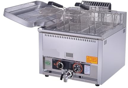 Friggitrice a gas GPL contatore 17 litri commerciale 1 macchina for friggere pollo con serbatoio controllo della temperatura del termostato Riscaldamento Cucina Facilmente Varietà Cibi