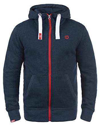 Solid SDBenn hög hals herr dragkedja huvtröja sweatjacka huvjacka med huva dragkedja känguruficka bomullsblandning normal passform, Insignia Blue Melange (8991), L