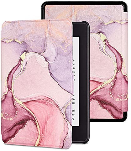 MOKASE Hülle Kompatibel mit 6 Kindle Paperwhite 10. Generation 2018 Freigabe (Modellnummer: PQ94WIF), Ultradünne Schutzhülle Fall mit Intelligenter Automatischer Schlaf/Aufwach Funktion, Pink Marble