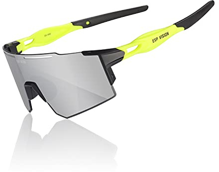 EXP VISION Polarisierte Fahrradbrille, UV 400 Sportbrille, Winddichte Fahrradbrille zum Laufen Wandern Golf Angeln Fahren