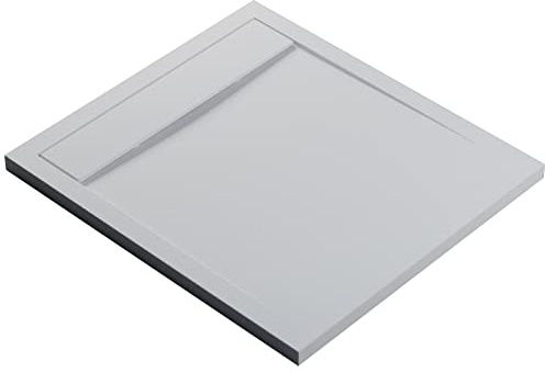 Bernstein Duschtasse New York 90x100 cm Weiß matt, Flache Duschwanne in Steinoptik, Rechteckiges Duschbecken aus Verbundwerkstoff, Rutschhemmende Gel-Coat-Oberfläche, Ohne Ablaufgarnitur