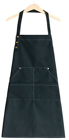 fayengan Werkzeugschürze Für Schreiner, Robuste Arbeitsschürze, wasserdichte Gewachste Leinenschürze Geeignet Für Küche, Garten, Keramik, Handwerk, Werkstatt, Garage (Color : Black, Size : XL)