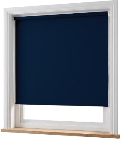 Home In Style 4U Roller Blinds Navy Blue (60cm Wide x 165cm Long) | Thermal Insulated Blackout Roller blind Trimmable UV Protection Child Safety Easy Fit Home Office Window Blinds