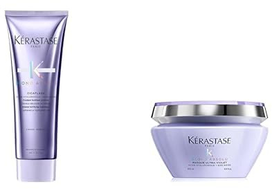 KérastaseHaarmaske für trockenes und blondiertes Haar, Gegen Gelbstich, Mit Hyaluron und Neutralisatoren, Masque Ultra-Violet, Blond Absolu