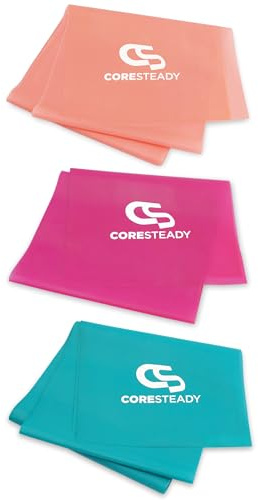 Coresteady Gymnastikband für Männer und Frauen – Fitnessband ohne Zurückschnellen für Krafttraining – Gummiband Sport für Fitness, Pilates, Physio und Yoga – Mit Trainingsanleitung