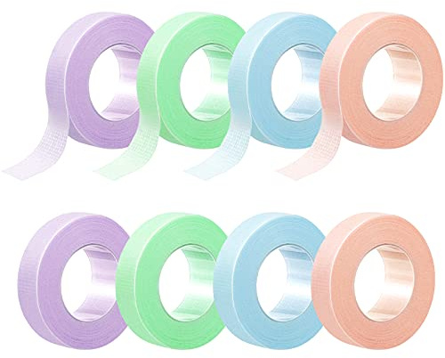 8 Rotoli Nastro per Extension Ciglia, Adesivo Eyelash Tape, Nastro Microporoso Traspirante, Nastro Tessuto Traspirante per Ciglia l’Applicazione di Estensioni