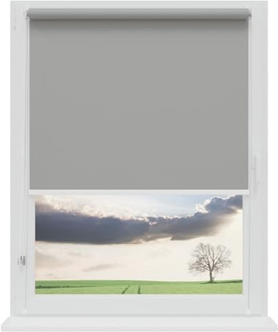 RENA Verdunklungsrollo Ohne Bohren Rollos für Fenster für Innen Jalousien Klemmrollos Fensterrollo Verdunklung Sichtschutz Sonnenschutz Maßgeschneidertes Rollo Grau 35x230 cm