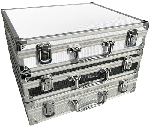 ECI Alu-Koffer Leer mit Aluminium Leisten Koffer Box Innenmaß 34 x 30 x 6 cm Farbe Weiß